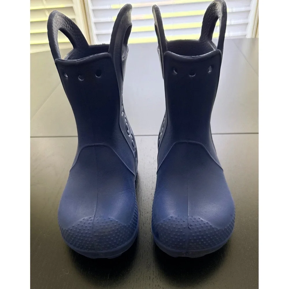 CROCS Little Kid Handle It Rain Boot Size C9 Blue Easy On/Off Waterproof Pull-On